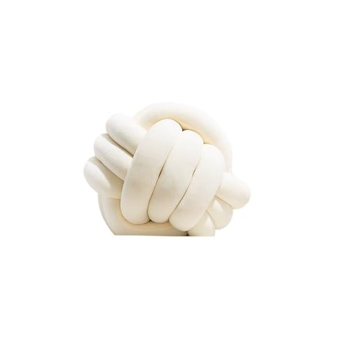 MZSKLW Cuscino a forma di nodo, cuscino a sfera con nodo, corto in peluche, cuscino decorativo per la casa, per divano, letto, soggiorno, cuscino per pavimento (nodo bianco crema, 22 cm)