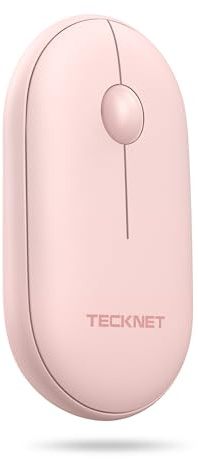 TECKNET Ratón Inalámbrico Bluetooth, Ratón Bluetooth 5.0/3.0 + 2.4GHz, Silencioso con Receptor USB, Práctico y Cómodo para PC/Mac/Portátil/Chromebook - Rosa