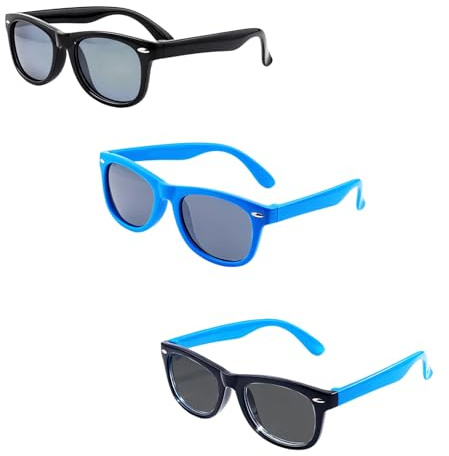 Vaceer Lot de 3 paires de lunettes de soleil polarisées pour enfants, garçons et filles, protection UV400 rétro, incassables, pour la plage, l'école, les voyages, les fêtes (3 styles), 2
