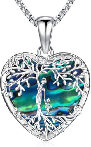 Odinstone Collar Árbol de la Vida Plata 925 Colgante Árbol de la Vida Madre Hijo Familia Collar Joyas para Mujeres Regalos para Mamá Hijo Hija