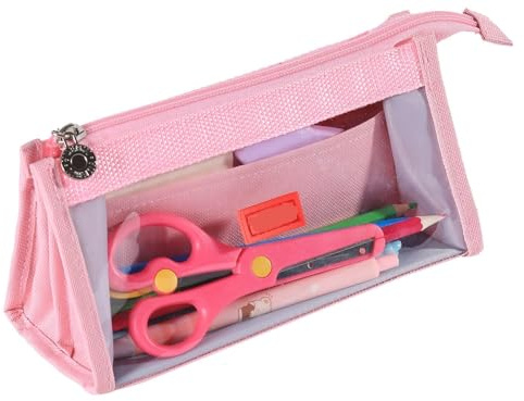 HONKERW Estuche pequeño Estuche Transparente estético for lápices, Bonito Organizador de bolígrafos de Gran Capacidad for Adolescentes y Estudiantes Estuches(Rose)
