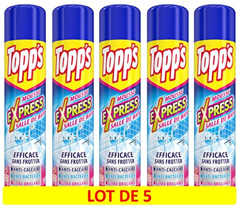TOPP'S Lot de 5 Mousses Express Salle de Bain Aérosol Topp's- 600 ml