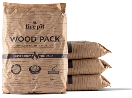 TIKI Holzpaket - 4er-Pack Holzpellets für rauchfreie Feuerstellen, einfach zu bedienende Feuerstelle Brennstoff für Heizung im Freien & Camping, 30+ Minuten Brenndauer