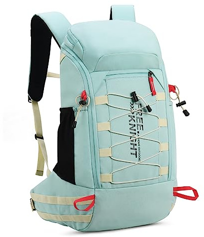 Bseash Zaino da trekking leggero e impermeabile da 40 l, con copertura antipioggia, per sport all'aria aperta, viaggi, campeggio, arrampicata, sci, ciclismo, Verde Latte, 40 Long
