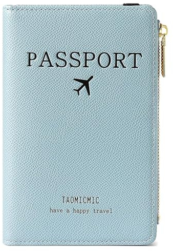 Couverture de Passeport,Couverture de Passeport, Pochette de Passeport, Couverture de Passeport,Portefeuille de Voyage,avec Bloqueur RFID,pour Cartes de Crédit,Pièces D'identité (Bleu)