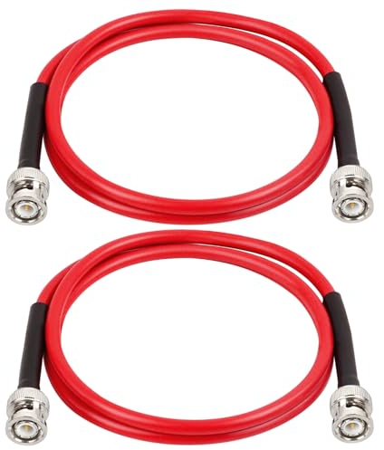 MOOKEERF BNC Cable - 3FT 2PCS RG58 50 ohm BNC Male to Male Coax Cables Low Loss BNC Extension Coaxial Cable for Antennas, RF Radios, Modems, Oscilloscopes, Spectrum, etc (Red)