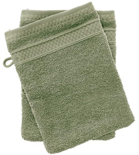 Linnea Lot de 2 Gants de Toilette Coton 550 g/m2 NAÏA Vert Olive