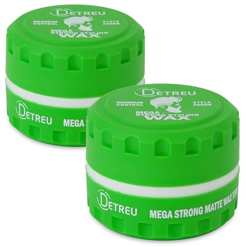 Detreu Mega Strong Styling Wax | Haarwachs matt & extra starker Halt | Langanhaltender natürlicher Hair-Look ohne fettigen Glanz | Haar-Wax für Haare & Bart 2x140 ml (Titan - grün)