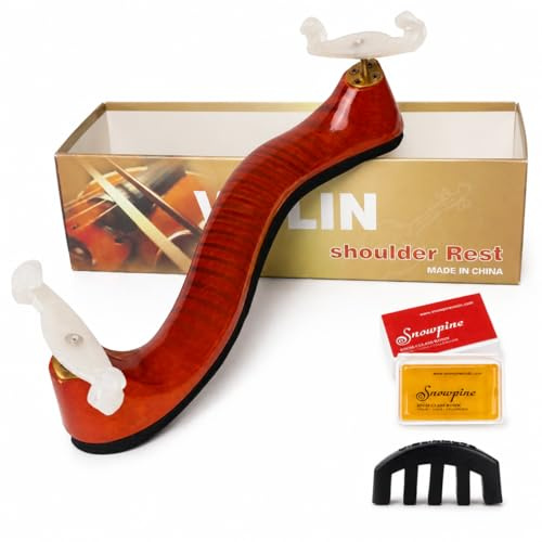 Ecotown Maple Wood Violin Shoulder Rest – Adjustable for 3/4 & 4/4 Violins, 12 & 13 Violas, Height Adjustable Feet & Comfortable Foam Pad