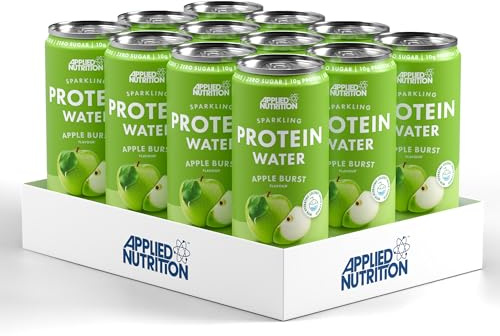 Applied Nutrition Sparkling Protein Water - 10g Collagen Boost – Low-Calorie Hydration with Vitamin C and Coconut Water – Refreshing and Wellness Drink (Pack of 12 Cans x 330ml) (Apple Burst)