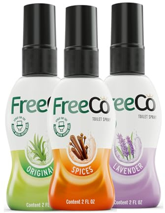 Freeco Spray WC Bloqueador Olores (before you go) | ANTES de que Empiece c/Aceites Esenciales Naturales | Pack Surtido 3x60ml: Original Citrus, Especias y Lavanda | Hogar, Oficina, Negocios y Viajes