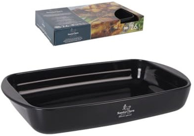 Fuente Horno Vidrio Borosilicato con Asas - Elegante Negro | Alta Resistencia Térmico - No Retiene los Sabores | Para Asar Carne, Verduras, Lasaña, Guisos, Postres (Rectangular - 2,6 L)