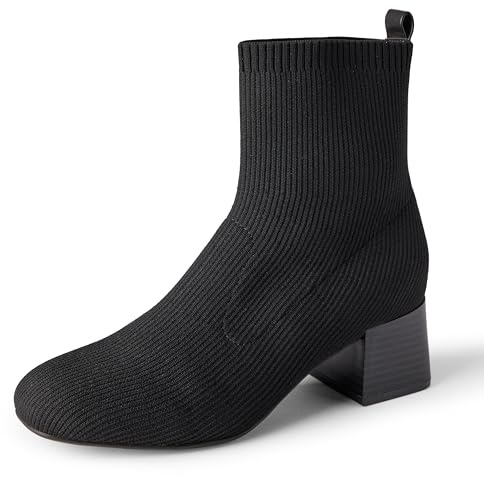 Amazon Essentials Botines elásticos de punto, color negro, talla 6
