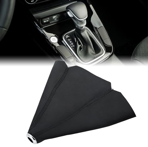 Universal Gear Stick Cover,PU Leather Gear Shift Boot Cover,Manual & Automatic Gear Knob Dust Cover,Gearbox Gear Shift Knob Black with Red Stitch,Car Gear Stick Shift Cover Gearshift Accessories