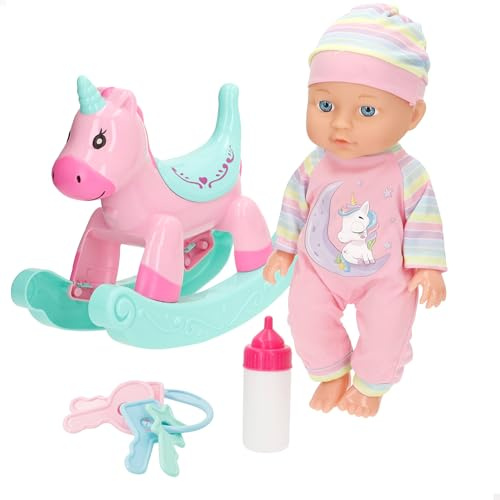 ColorBaby Colorbaby's Muñeco bebé, Mide 30 cm, Incluye balancín, Biberón, Extremidades articuladas, Muñecas para niñas, Juguete niña 24 Meses, Juguetes niños 2 años (39346)