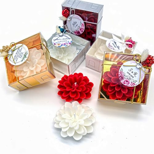 detalles boda para invitados, velas loto, personalizadas Detalles Comunion, Bautizo, Boda,regalo recuerdos (10, 20, 30, 50, 100, 150 opciones disponibles en la personalizable)