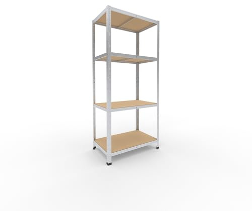 shelfplaza Home 180x80x50 cm Schwerlastregal in verzinkt mit 4 Böden und 175 kg Traglast pro Boden