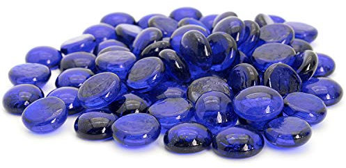 Royal Imports Flat Glass Marbles 5 LBS (Approx 500 pcs) Glass Gems - Blue