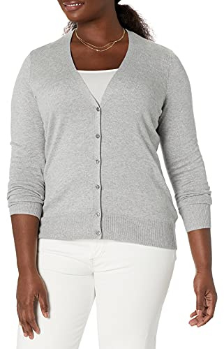 Amazon Essentials Women's Lightweight Cardigan Sweater, Light Grey Heather, X-Large