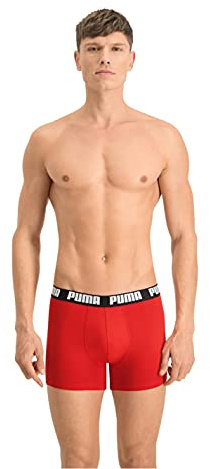 PUMA Men Everyday Basic Boxers, Ropa interior Hombre, Rojo / Black, M