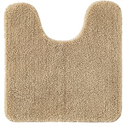Miulee Absorberande WC-/toalettmatta, halkfri u-formad badmatta med hög absorptionsförmåga, mattor, supermjuk mysig och lurvig mikrofibermatta för badrum, beige, 50 x 50 cm