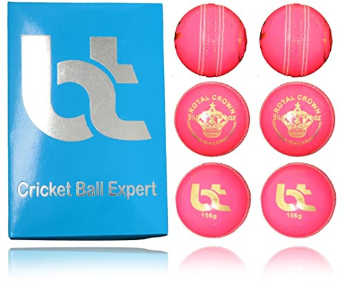 Lot de 6 balles de cricket en cuir véritable Rose 156 g