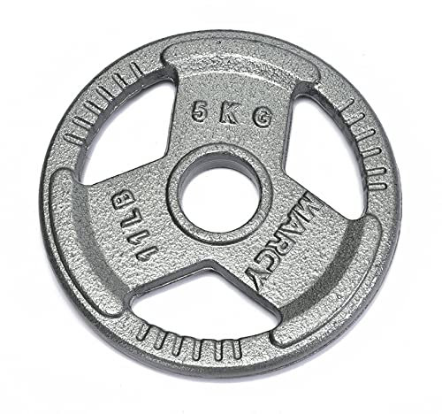jiande Olympic Weight Plates - Tri Grip Cast Iron Weights with 2 Inch Holes, Paint Barbell Dumbbell Range of Weights & Sizes, Silver (Size : 5kg)