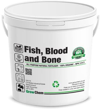 Grow Chem Fish, Blood & Bone Fertiliser (5KG Bucket) Multi-Purpose – Organic Fertiliser for Plants & Lawns – Nutrient-Packed, Easy-Apply Plant Food for Strong Healthy Produce, Flowers & Lawns