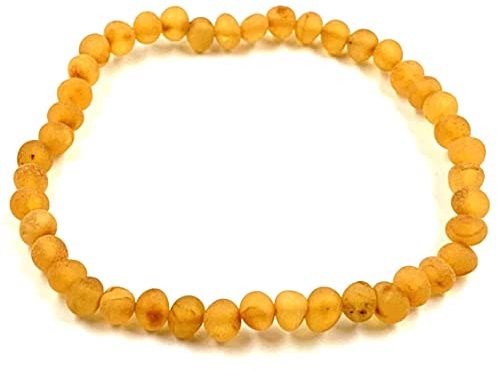 Bracciale in ambra baltica naturale per adulti (donne/uomini) - Fatto a mano da grezzo - Perle di ambra baltica non lucidate/certificate
