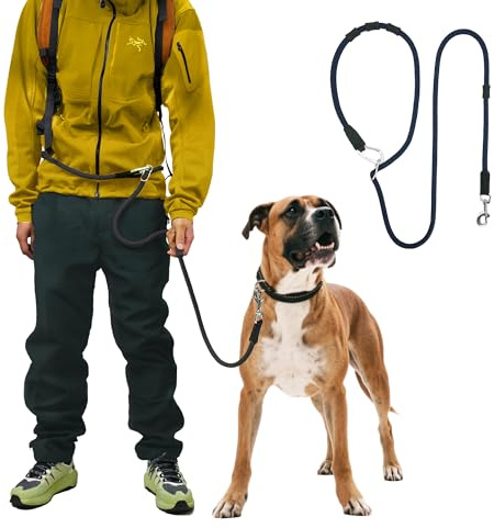 BeauGo|Hands Free Dog Leash Crossbody| Shoulder Dog Lead| Waist Leash,for Walking Training Running,Multi-Functional Rope Sturdy and Durable,Suitable for All Dog.Crossbody Dogs leashes 8FT(Black)