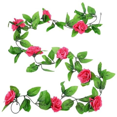 Fake Rose Vine Flowers, 6.5ft Artificial Flower Hanging Rose Garlands for Home, Hotel, Office, Wedding, Party, Garden, Craft, Art Decor, Outdoor Hanging Artificial Flowers for Arch Arrangement