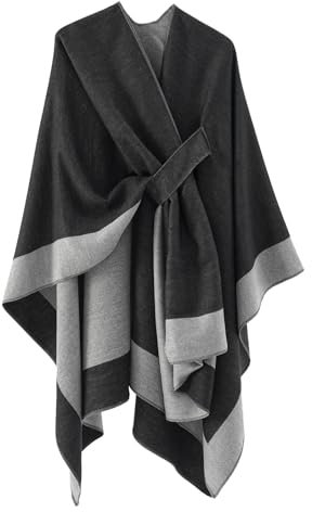 Zetieny Poncho Damen Elegant Strick Capes Winter Warm Schals Open Front Cardigan Coat Doppelseite Reversible Cape Decke Elegant