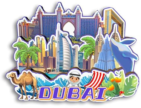 Quwsne Magnete da frigorifero Dubai, Emirati Arabi Uniti, souvenir da viaggio, regali turistici, 3D, monumenti classici, artigianato fatto a mano, decorazione per la casa -2661