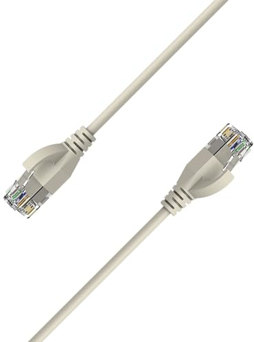 Elfcam - Cat6A Ultra Slim Ethernetkabel 10Gbps 32AWG UTP OD2,8mm 500MHz, Tunn Cat 6A RJ45-kabel 10Gb för LAN, Router, Modem, Xbox, Bärbar dator och Servrar, Vit, 30 Meters
