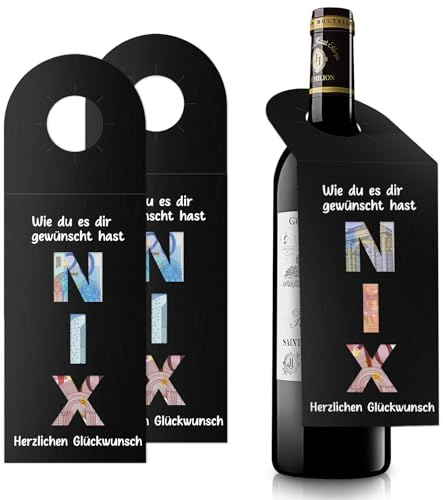 WenmthG Grußkarte NIX Geldgeschenke Verpackun Wunscherfüller Flaschenetiketten - 2 Stückes