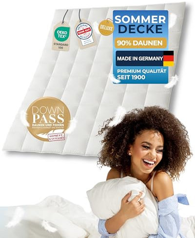 nøvera® Daunendecke 135x200 Deluxe - Made in Germany | Traumhaft flauschig - 90% Daunen 10% Federn | Bettdecke 135x200 - Allergiker geeignet | Daunenbettdecke | Sommerdecke | Federbettdecke | Oeko-Tex