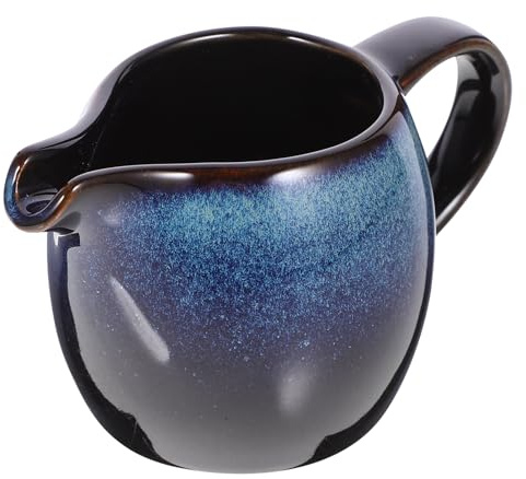 DINHEAROM Ceramic Creamer Pitcher with Handle and Spout Elegant Milk Jug for Coffee Tea Service for Afternoon Tea Gatherings Versatile Kitchenware Gradient Blue