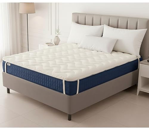 FUSIONHOME Topper Viscoelástico 105x190 - Sobrecolchón de Viscoelástica Alta Densidad con Memory Foam Transpirable y Refrescante - Cara Invierno/Verano - Matress Topper Colchon