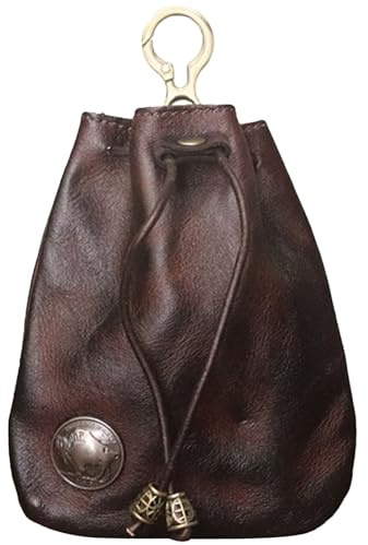 Bourse en Cuir De Vache Véritable - Sac À Monnaie Vintage | Bourse À Cordon en Cuir Véritable, Boursss À Anneau, Organisateur De Pièces pour Clés, Sac À Clés De Voiture en Cuiss Portable