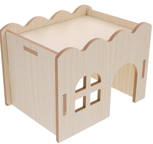 VERDANVERSE Maison pour Cobayes et Hamsters en Bois Sûr à Manger et Se Reposer, Jouet Habitat Multifonction Escalier Ondulé, Présent pour Petits Animaux Toute L'année