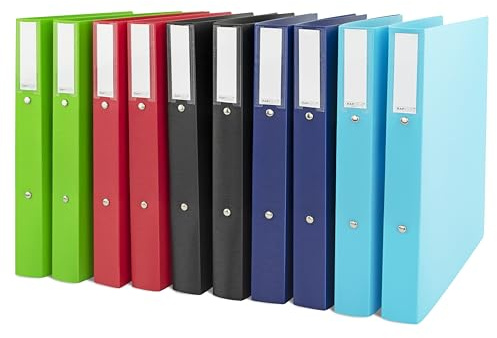 Rapesco 1826 ECO Classeur à 2 Anneaux, Dos de 38 mm, A4, Couleurs Assorties, Lot de 10