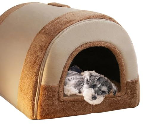 Casa grande para perros 2 en 1 mullida cama para perros XL XXL, caseta grande de lujo para mascotas interior antiansiedad, para perros, gatos, camas calmantes cálidas con asa, casa cueva para perros