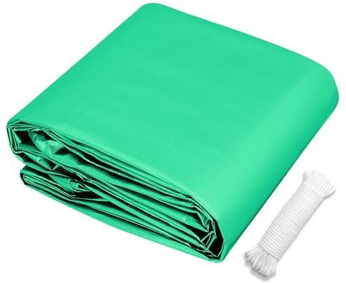 Vattentät Presenning 420 x 980 cm UV Och Regnskydd Tältpresenning Belagd På Båda Sidor för Camping, Växthus, Bilar, Uteplats Och Paviljong, Grön