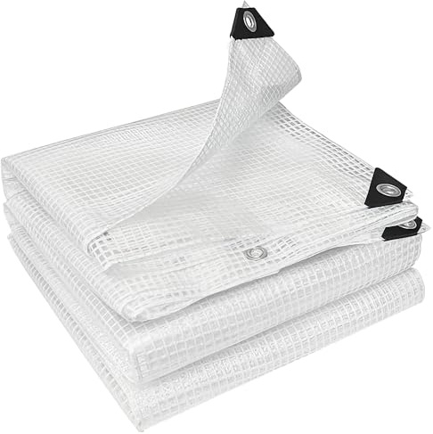 Outsunny Telone Impermeabile per Esterno 3x5m, Telo Impermeabile Esterno in PE Resistente agli Strappi con Occhielli Rinforzati, Copertura UV per Mobili da Giardino, Serre, Legna da Ardere, Bianco