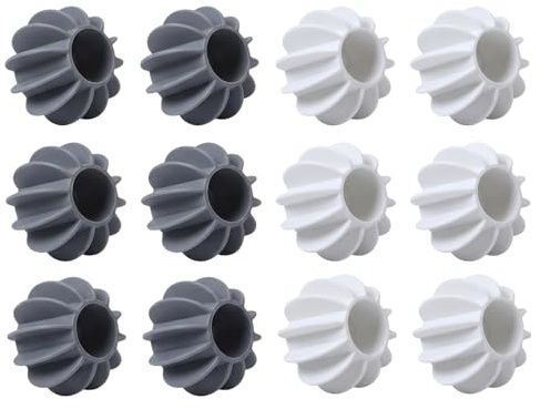 12 st tvätt- och torktumlarbollar (6 vita + 6 grå), återanvändbara, anti-trasselfria tvättbollar, torkbollar för kläder och dunjackor, minskar rynkor och tidsbesparande, 4,5 x 3 cm