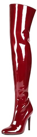 Veelau Meieer Bottes au-dessus du genou pour femme avec talon aiguille | Bottes à talons hauts à talons hauts, bottines fines et élégantes, pour femme, pour fête, club, cosplay et soirée