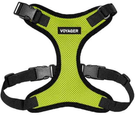 Best Pet Supplies Voyager Step-in Lock Pet Harness – All Weather Mesh, justerbart steg i selen för katter och hundar limegrön bas, XS (byst: 28–40 cm passar katter)