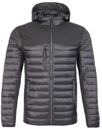 TuffStuff - Hatton Jacket - Size Small, Black - Water Resistant & Windproof - Features an Adjustable Hood, Zipped Chest & Side Pockets - Softshell Panelling - Winter Jackets for Men