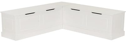Linon Harris White Solid Pine Backless Nook with Interior Storage