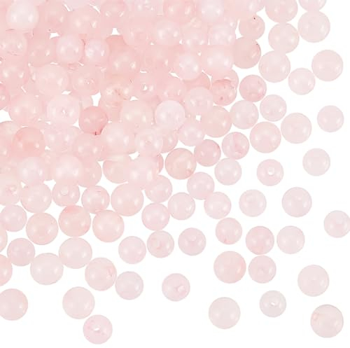 OLYCRAFT Ungefähr 164~166 Stück 4mm Natürliche Rosenquarz Perlen Rosa Edelstein Perlen Edelsteine Rund mit Loch Edelsteinperlen zum Auffädeln stein Für Armband Halskette Schmuckherstellung